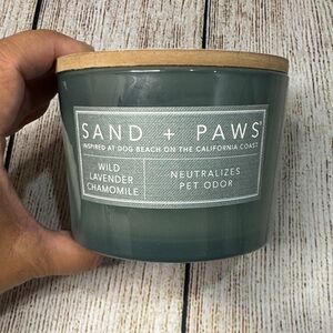 NWOT Sand + Paws Wild Lavender Chamomile Candle With Cat Design